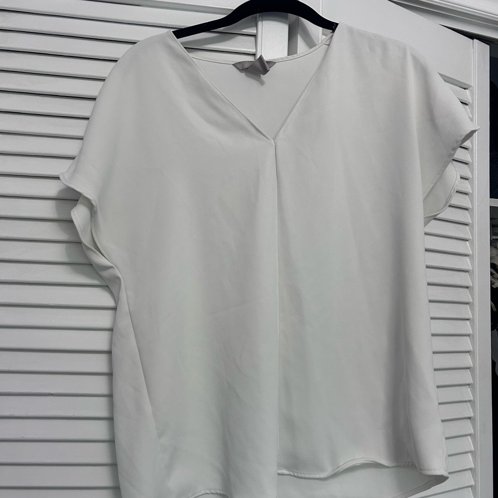 H&M White V-Neck Flutter Sleeve Blouse
